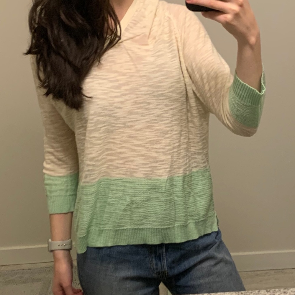 Anthropologie Sparrow green and cream hoodie